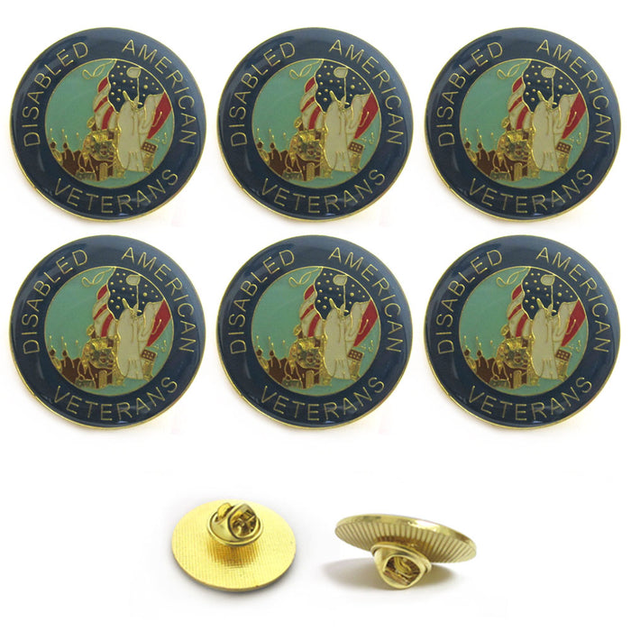 6 Pc Disabled American Veterans Round Lapel Pin Military Patriotic Medals Gifts