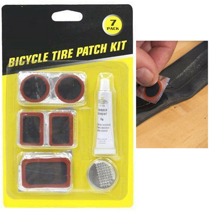 7 Pcs Bicycle Bike Flat Tire Repair Kit Cycling Patch Rubber Glue Set Fix Tool