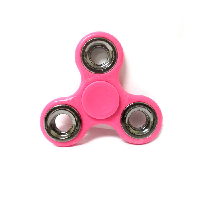 3 Fidget Spinner Gyro Silver Rim Toy EDC Finger Focus ADHD Kids Adults Pink Lot