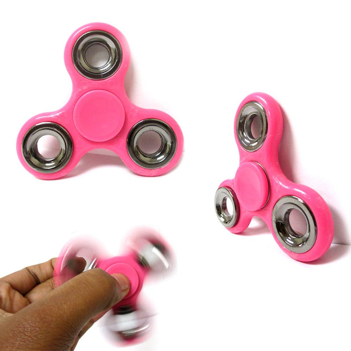 Pink Gyro Fidget Spinner Silver Toy EDC Hand Finger Desk Focus ADHD Kids Adults
