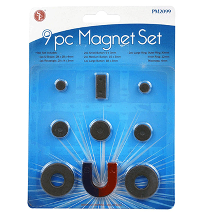 9 Pc Universal Magnet Set Multi Purpose Kit Science Ceramic Assorted Shapes Size