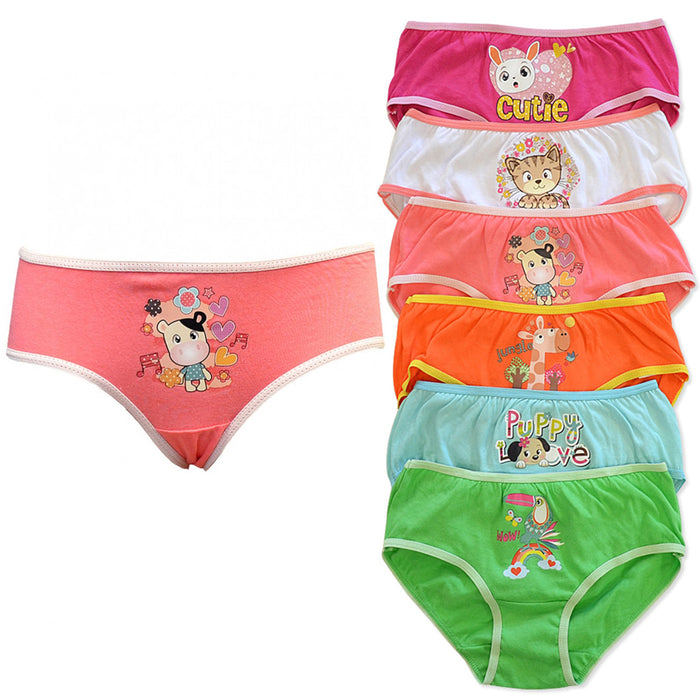 6 Pc Girls Briefs Panties 100% Cotton Underwear Cute Children Panty Kids Size L