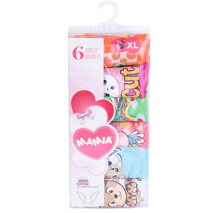 6 Pack Girls Cotton Brief Underwear Multipacks Underwear Cute Panty Kids Size S