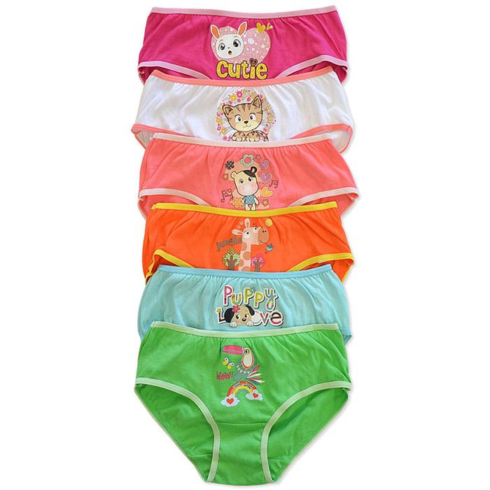 6 Pack Girls Cotton Brief Underwear Multipacks Underwear Cute Panty Kids Size S