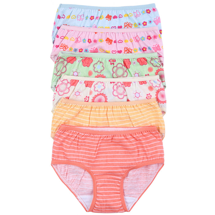6 Pc Girls Underwear Briefs Panties 100% Cotton Cute Children