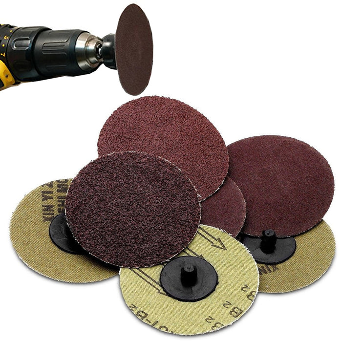 100Pcs 3" 60 Grit Sanding Disc R Type Discs Abrasive Roll Lock MEDIUM US