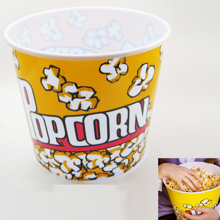 Popcorn Bowl Bucket Retro Style Reusable Plastic Container Movie Theater 8" Tall