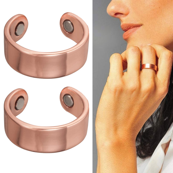 2 X Healing Energy Solid Pure Copper Ring Magnetic Jewelry Arthritis Pain Relief