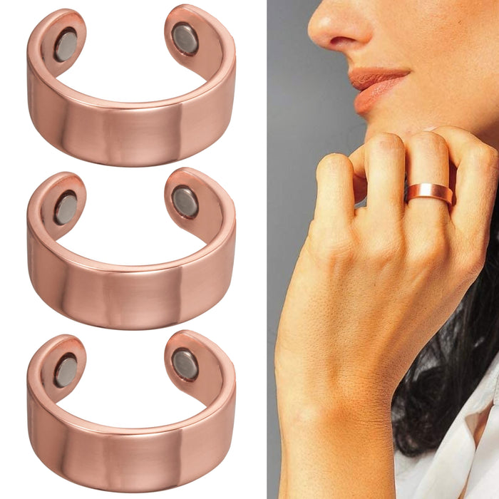 3 Pc Solid Magnetic Pure Copper Ring Healing Jewelry Arthritis Joint Pain Relief