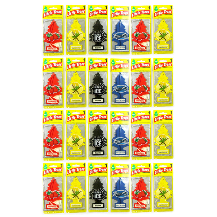 24 Pc Little Trees Car Scent Home Air Freshener Hanging Office Assorted Ornament