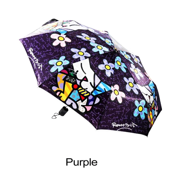 Romero Britto Compact Tote Umbrella Travel Folding Fashion Gift Rain 1 Design !