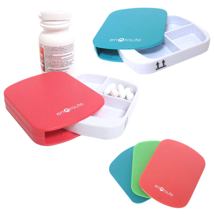 2 Pc Pill Case 4 Compartment Dispenser Box Medicine Tablet Holder Organizer New
