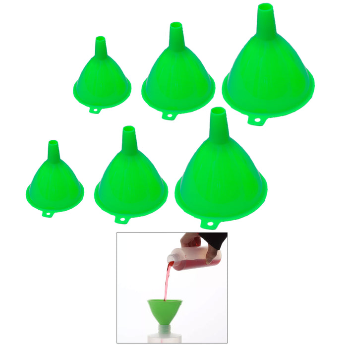 6 Pc Assorted Plastic Funnel Set Auto Home Kitchen Garden Engine Oil Water Tool