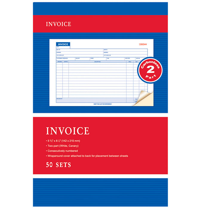 5 x Carbonless Invoice Receipt Record Book 2 Part 50 Sets Duplicate Copy Receipt