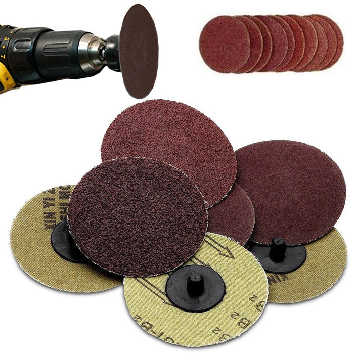 100Pcs 3" 60 Grit Roloc Sanding Disc R Type Discs Abrasive Roll Lock MEDIUM US