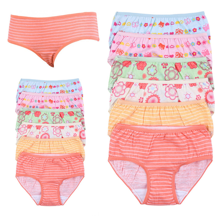12 Girls Panties Underwear Underpants Briefs Kid Design 100% Cotton Child Size S