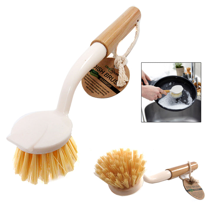 1 Pc Bamboo Handle Cleaning Brush Dish and Bottle Brush for Kitchen Bathroom