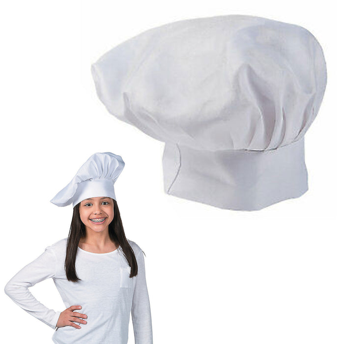 Kids Chef Hat Real Cooking Baking Wear Toddler Young Chefs Fabric Cotton White