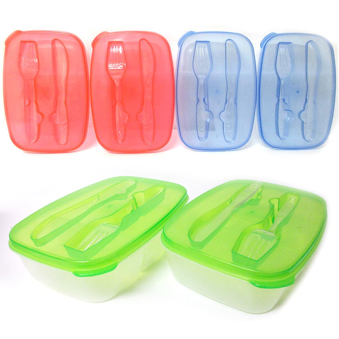 8 Pc Food Storage Container Lunch Plate Box Divided Compartment Utensil Saver