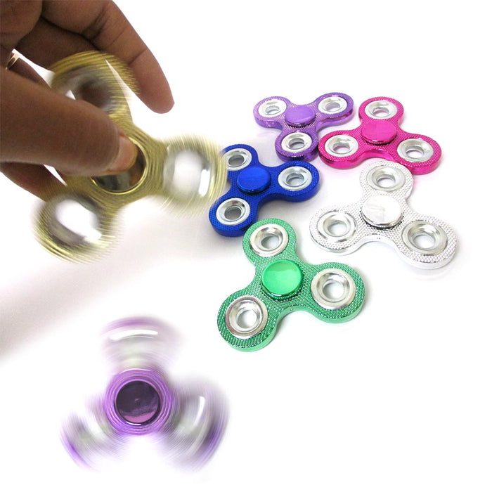 12 Fidget Finger Spinner Tri-Spinner Toy Bling Metal Ball EDC Hand Focus ADHD !