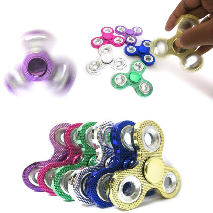 3 Gyro Finger Tri-Spinner Fidget Spinner Metallic Toy Bling EDC Hand Focus ADHD