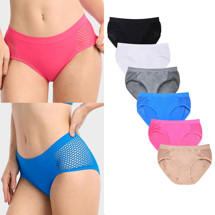 12 Ladies Panties Seamless Stretch Bikini Brief Mesh Sexy Women Underwear Panty