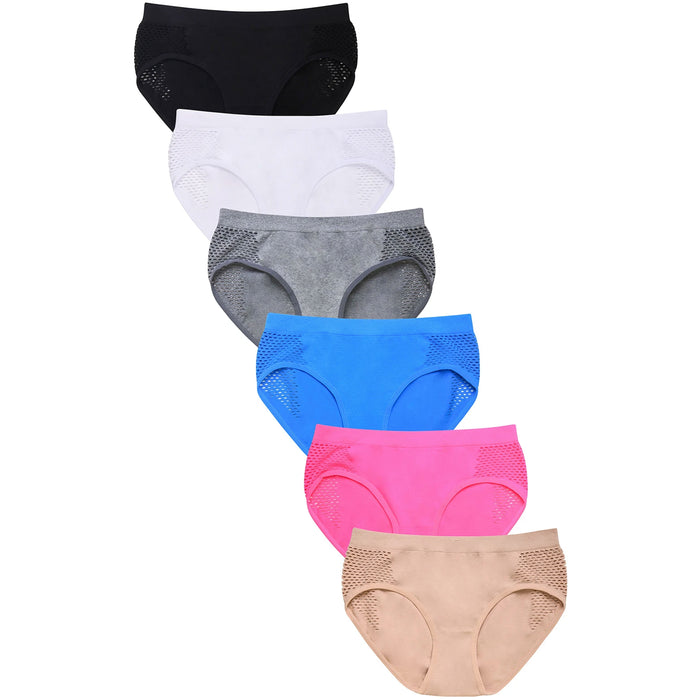 12 Ladies Panties Seamless Stretch Bikini Brief Mesh Sexy Women Underwear Panty