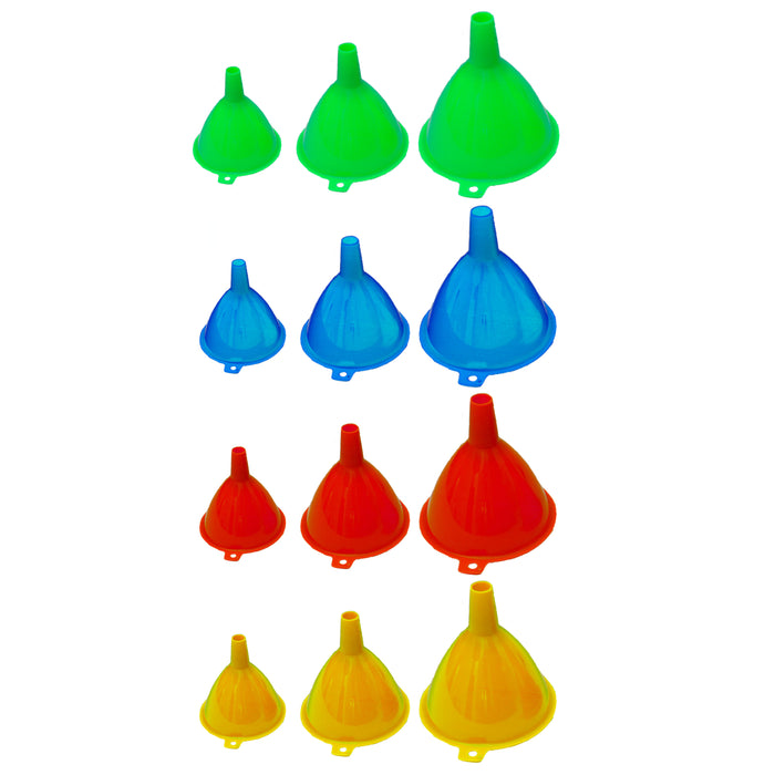 6 Pc Assorted Plastic Funnel Set Auto Home Kitchen Garden Engine Oil Water Tool