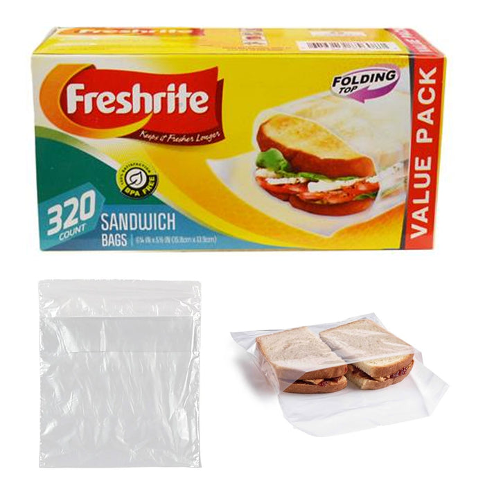 320 Ct Fold Top Sandwich Bags Food Storage Snack Reusable BPA Free Value Pack