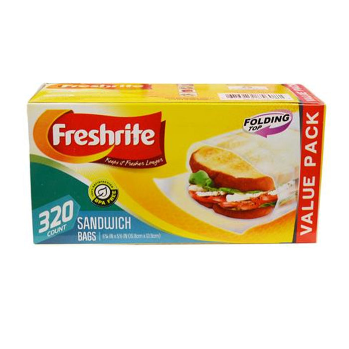 320 Ct Fold Top Sandwich Bags Food Storage Snack Reusable BPA Free Value Pack