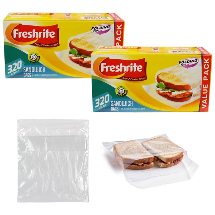 640 Ct Value Packs Sandwich Bags Fold Top Food Storage Snack Reusable BPA Free