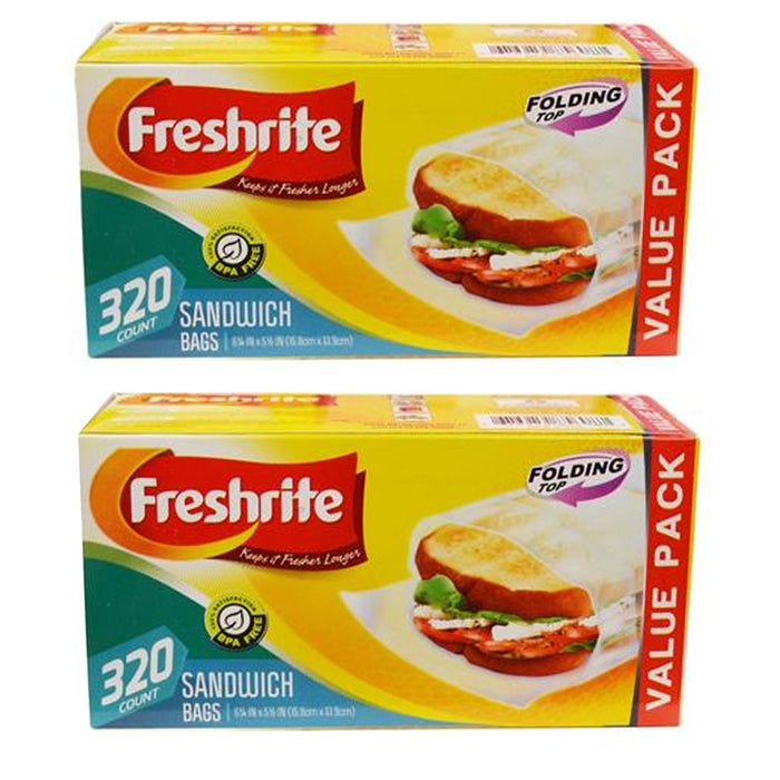 640 Ct Value Packs Sandwich Bags Fold Top Food Storage Snack Reusable BPA Free