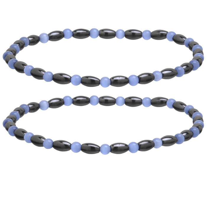 2 Ankle Bracelet Magnetic Crystal Beaded Stretch Anklets Natural Energy Healing