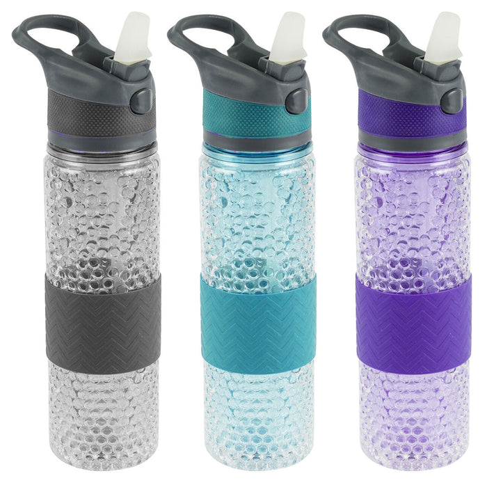 2 PC Wide Mouth Sports Water Bottle Flip Top Lid BPA Free Gym Outdoors 21 oz