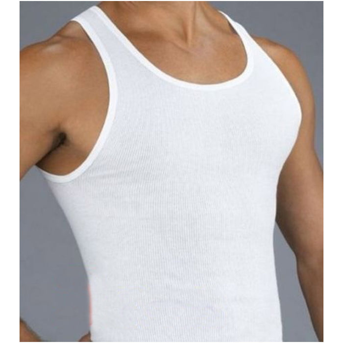 6 Men Slim Muscle Tank Top T-Shirt Ribbed Sleeveless Gym Fashion A-Shirt White M