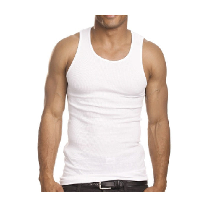 3 Men Slim Muscle Tank Top T-Shirt Ribbed Sleeveless Gym Fashion A-Shirt White M