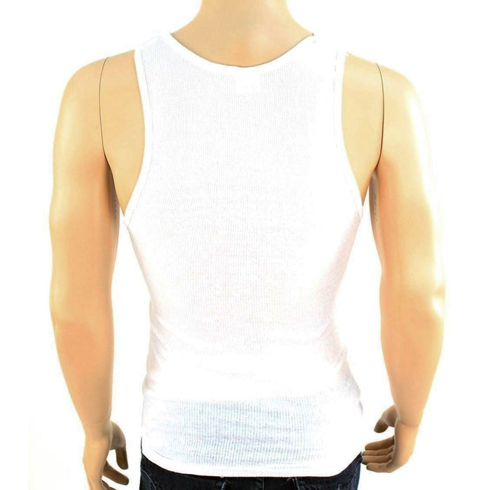 3X Mens A-Shirt 100% Cotton Ribbed Tank Top Undershirt Slim Muscle Tee White L !
