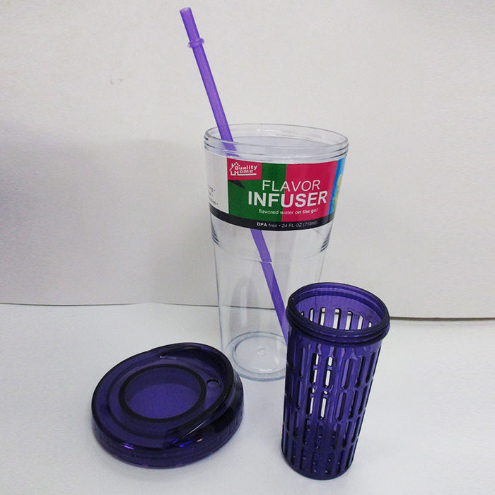 1 Flavor Infuser Cup Water Drink Straw Tumbler Natural Fruit Herb BPA Free 24oz