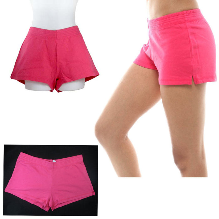 Womens Athletic Sweat Short Casual Lounge Sport Gym Walking Beach Cotton Pink L