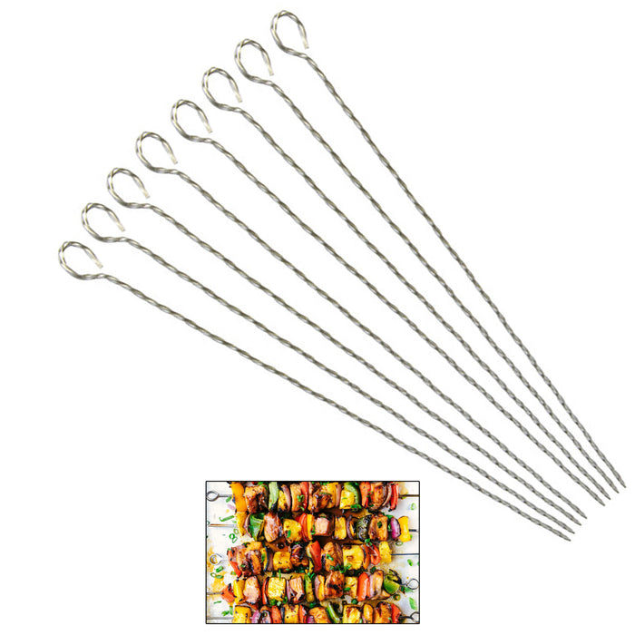 8 Barbecue Skewers Stainless Steel Metal Shish Kabob BBQ Cooking Food Grill  14"