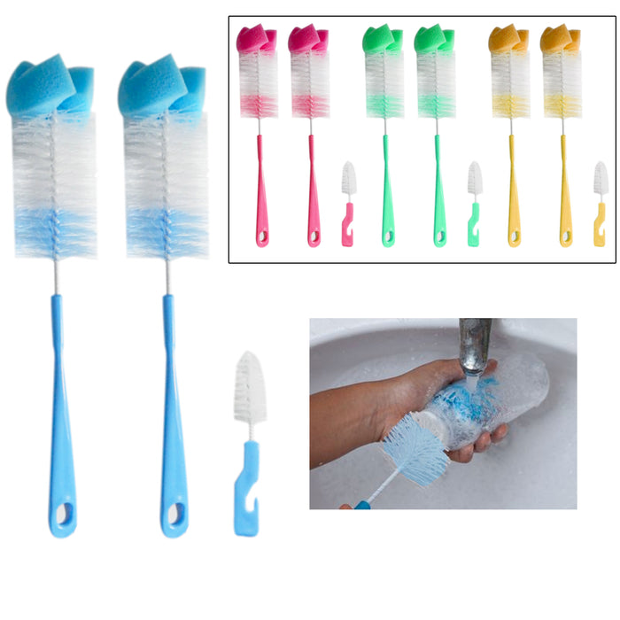 3Pc Baby Bottle Cleaning Brush Set Scourer Nipple Wash Cup Sponge Scrubbing Tool