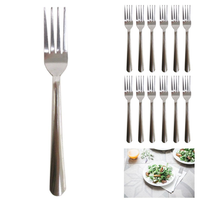 12 Pc Dinner Forks Set Stainless Steel Windsor Cutlery 7" 18/0 Dishwasher Safe