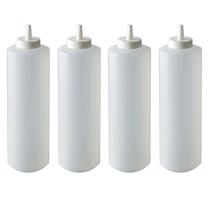 4 X Condiment Dispenser Clear Plastic Squeeze Bottle Ketchup Mustard Sauce 24 Oz