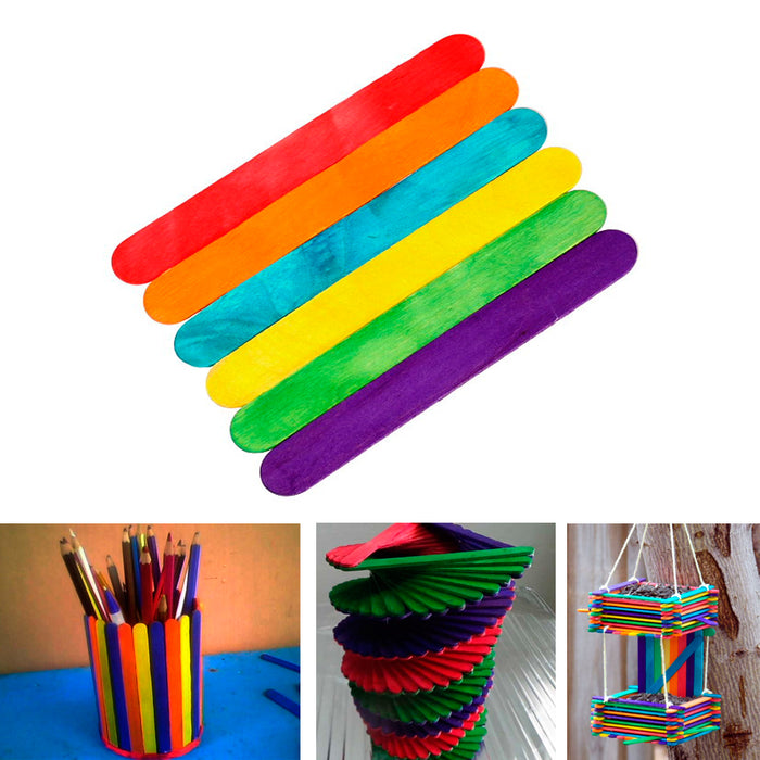 200 Pcs Colored Wooden Craft Sticks, Wooden Popsicle Colored Craft