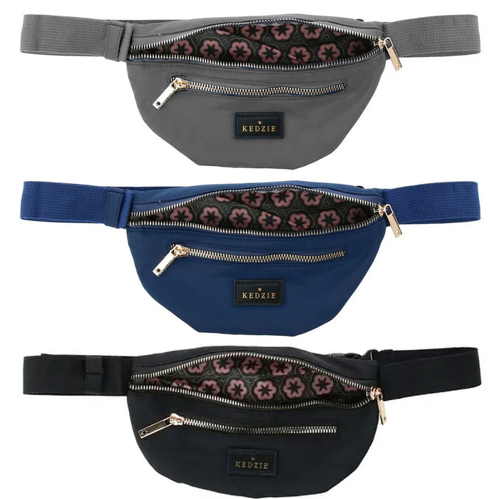 2 Kedzie Fanny Pack Waist Bag Shoulder Hip Money Belt Travel Pouch 2 Pockets New