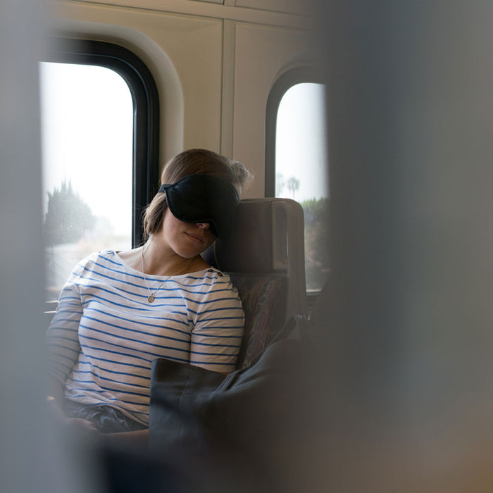 Lewis N Clark Eye Mask Sleep Travel Shade Blindfold Cover Rest Soft Black Care !