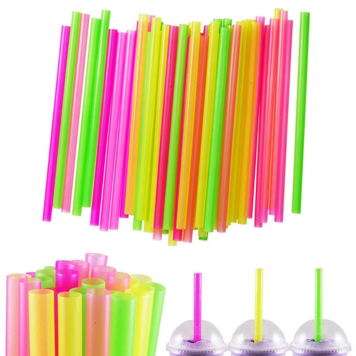 100 Pcs Neon Drinking Straws Smoothie Milkshake Tea Large Plastic Jumbo Party