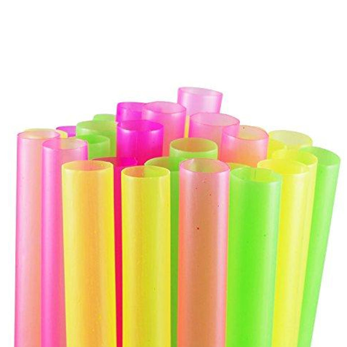 200 Pcs Neon Drinking Straws Smoothie Milkshake Tea Plastic Party Favors Large
