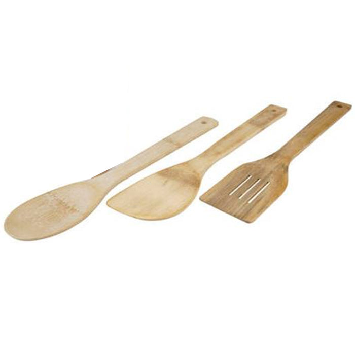 3 Pc Spatula Bamboo Cooking Utensil Set Spoon Mix Wooden Non Stick Kitchen Tools
