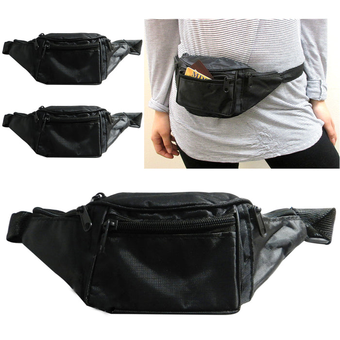 3Pc Fanny Pack Waist Pouch 4 Pocket Travel Utility Bag Belt Hip Adjustable Sport